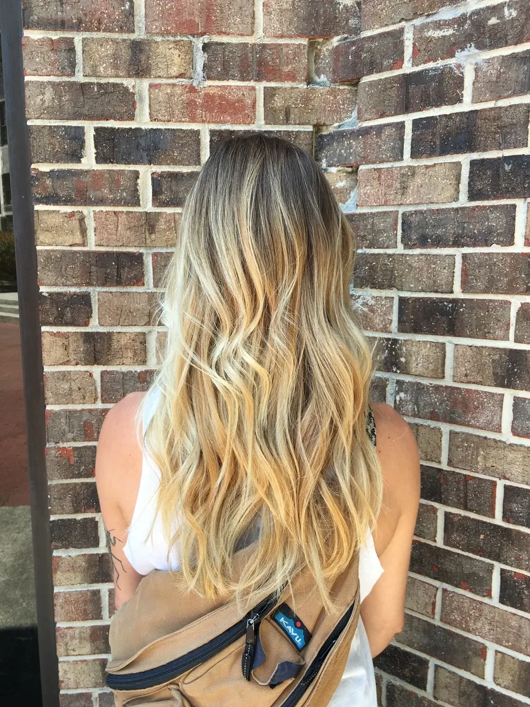 Bright blonde balayage melt
