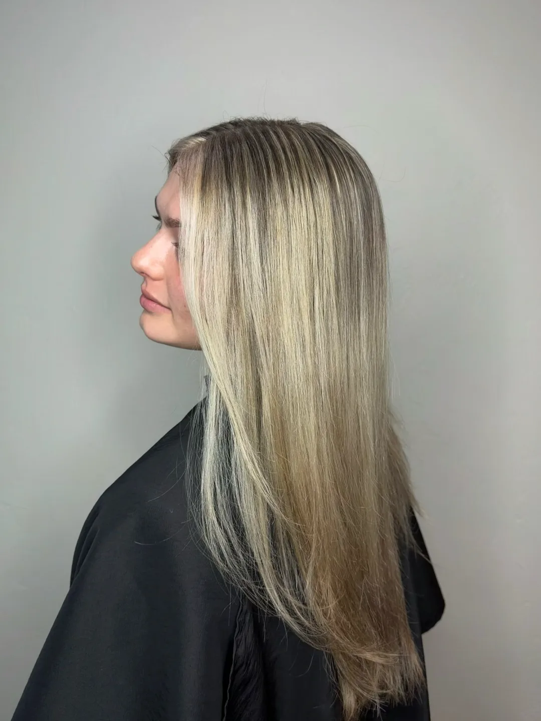 After color correction: even, toned blonde with a smooth, healthy finish